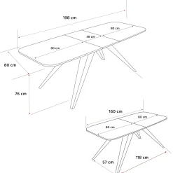 Stół rozkładany FENTO 160/198 cm - dąb artisan/czarne nogi