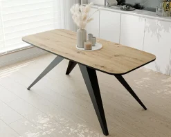 Stół rozkładany FENTO 160/198 cm - dąb artisan/czarne nogi