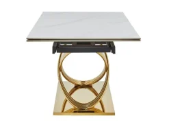 Stół rozkładany HERMES II 160x90 cm biały marmur/ złoty