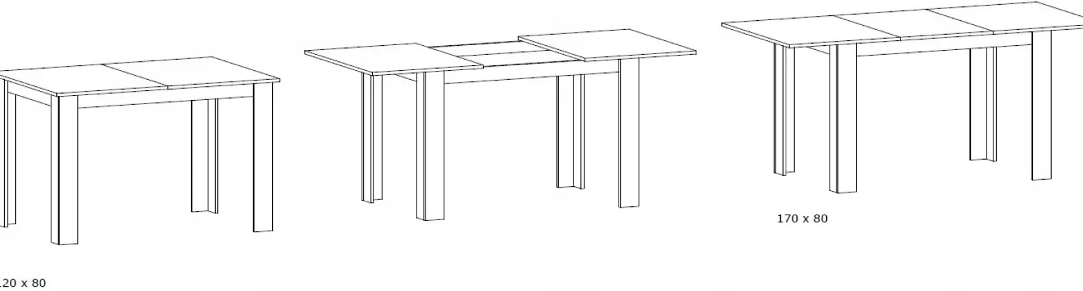 Stół rozkładany KONGO EXT 170X80 dąb artisan biały