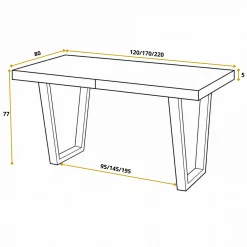 Stół rozkładany LOFT TRAPEZ 120/220X80 Atelier ciemny/złoty