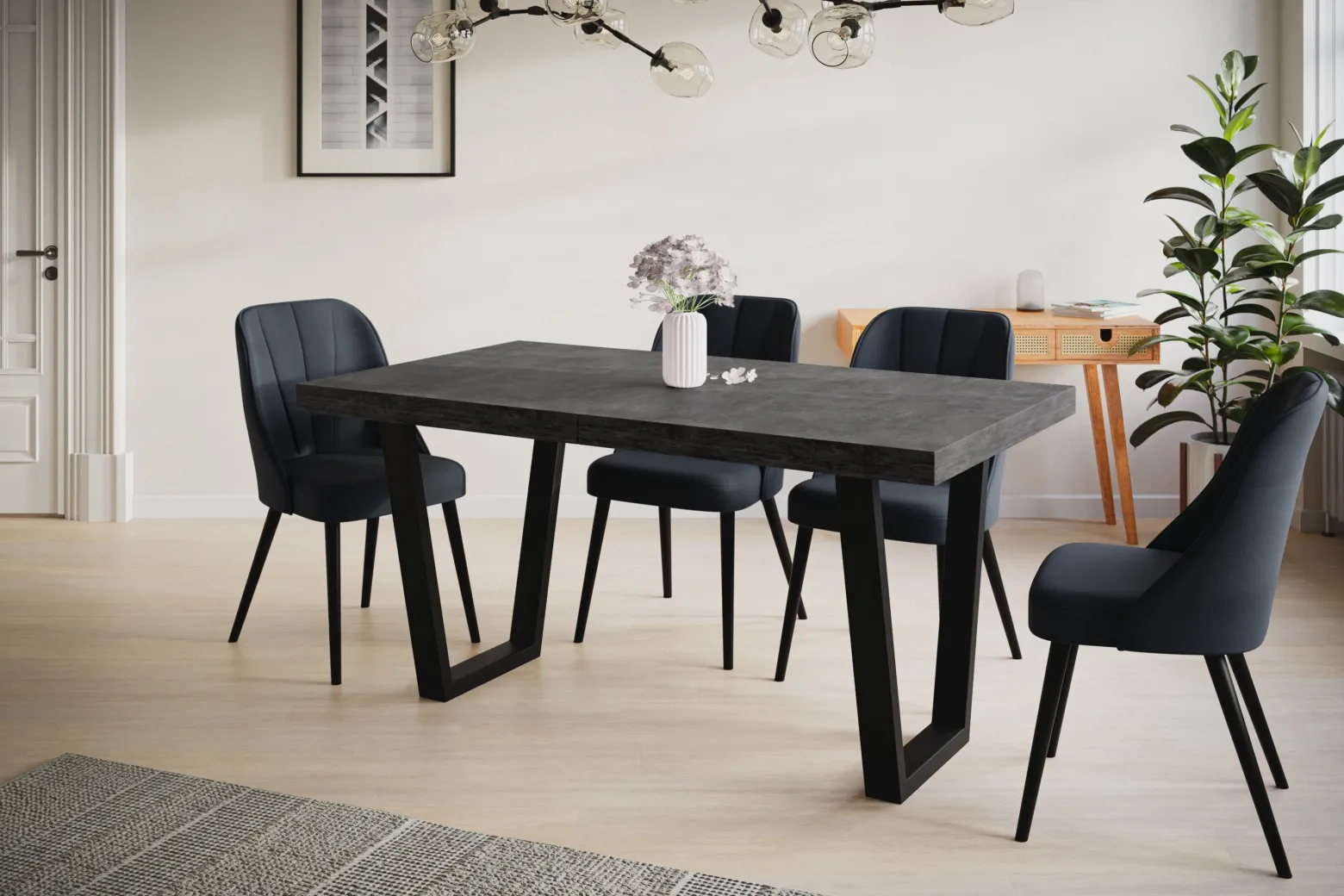 Stół rozkładany LOFT TRAPEZ 120/220X80 Atelier ciemny/czarny