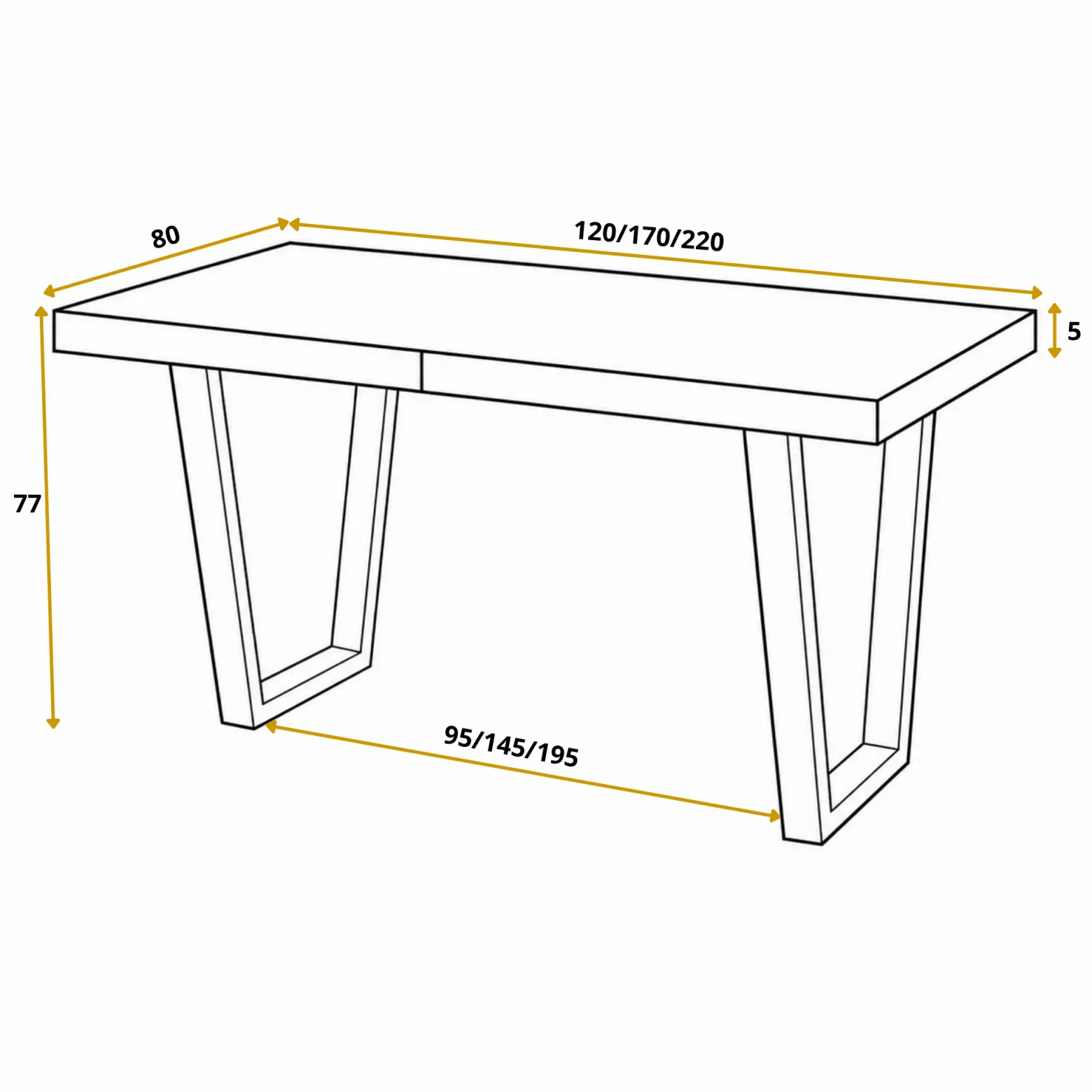 Stół rozkładany LOFT TRAPEZ 120/220X80 Atelier ciemny/czarny
