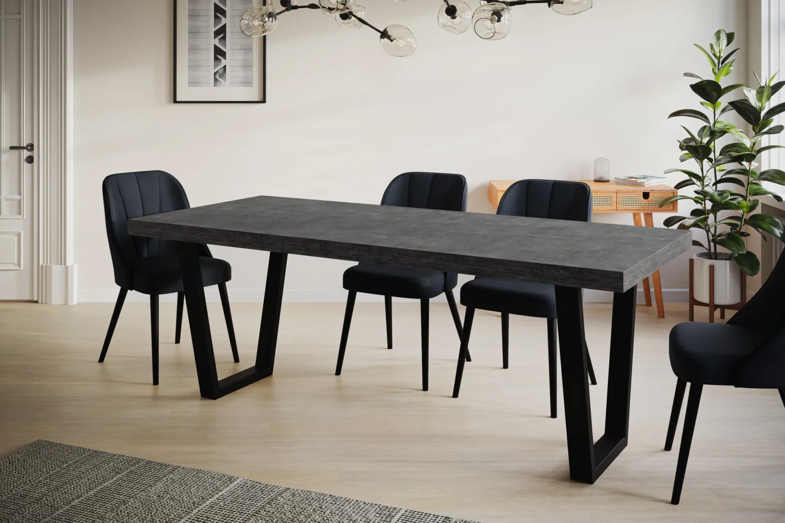 Stół rozkładany LOFT TRAPEZ 120/220X80 Atelier ciemny/czarny