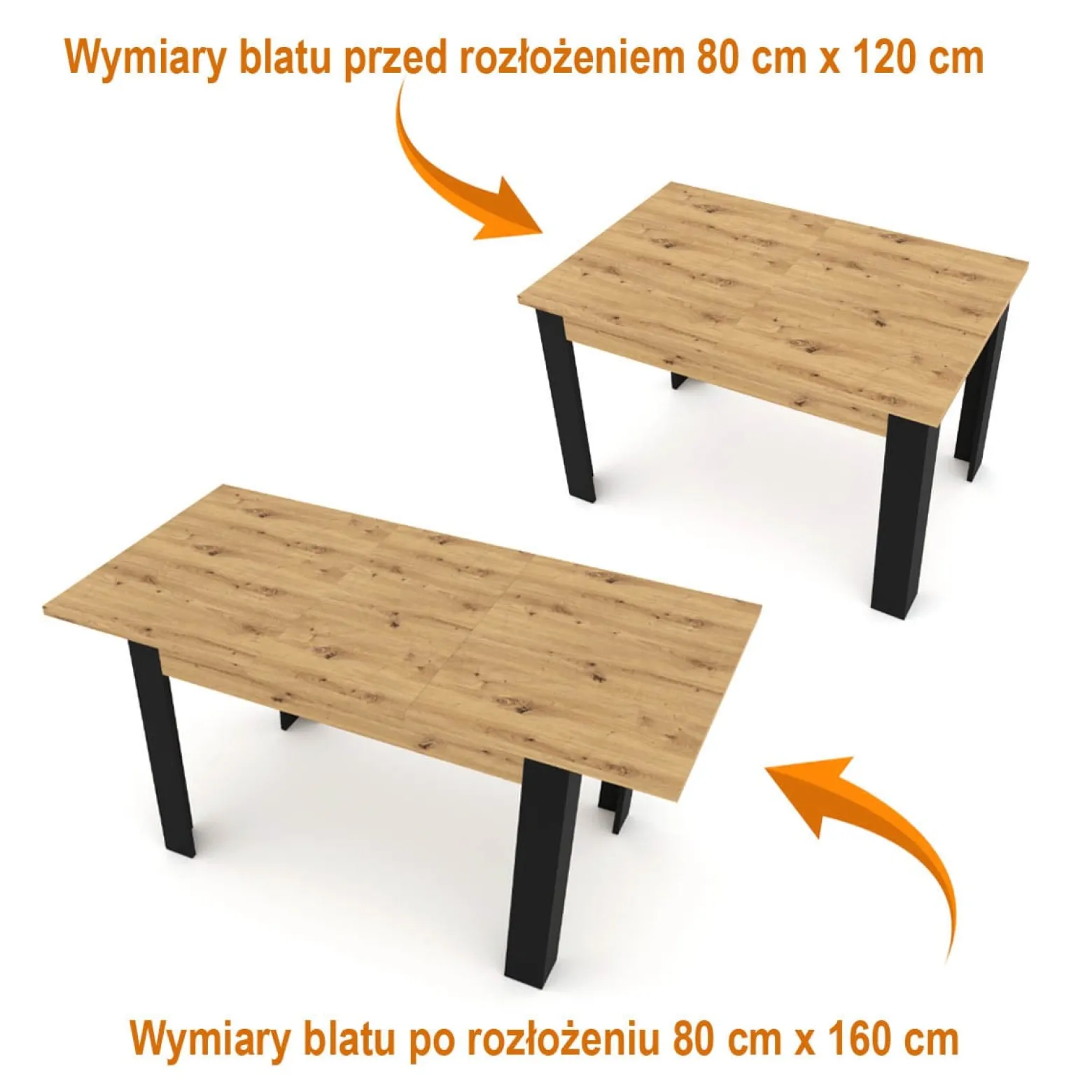 Stół rozkładany NUKA H 120 - 160 cm dąb artisan