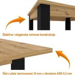 Stół rozkładany NUKA H 120 - 160 cm dąb artisan