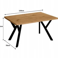 Stół rozsuwany 70 x 120/170cm blat 3,6cm Dąb Craft