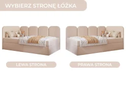 Stylowe łóżko dziecięce beżowe w miękkiej tkaninie boucle DREAMY