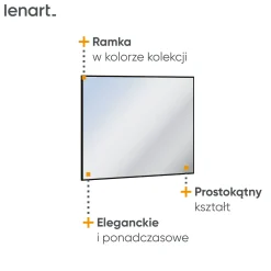 Stylowe prostokątne lustro QUANT w czarnej ramce do przedpokoju