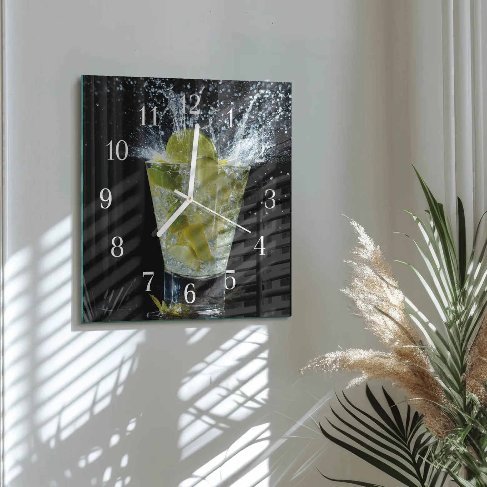 Stylowy zegar 30x30 Koktajl design na ścianę