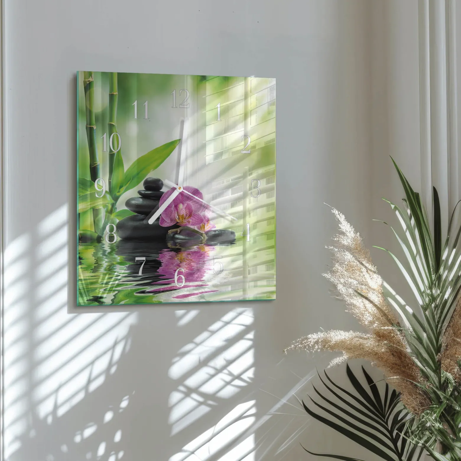 Stylowy zegar 30x30 Spa Orchidea design na ścianę