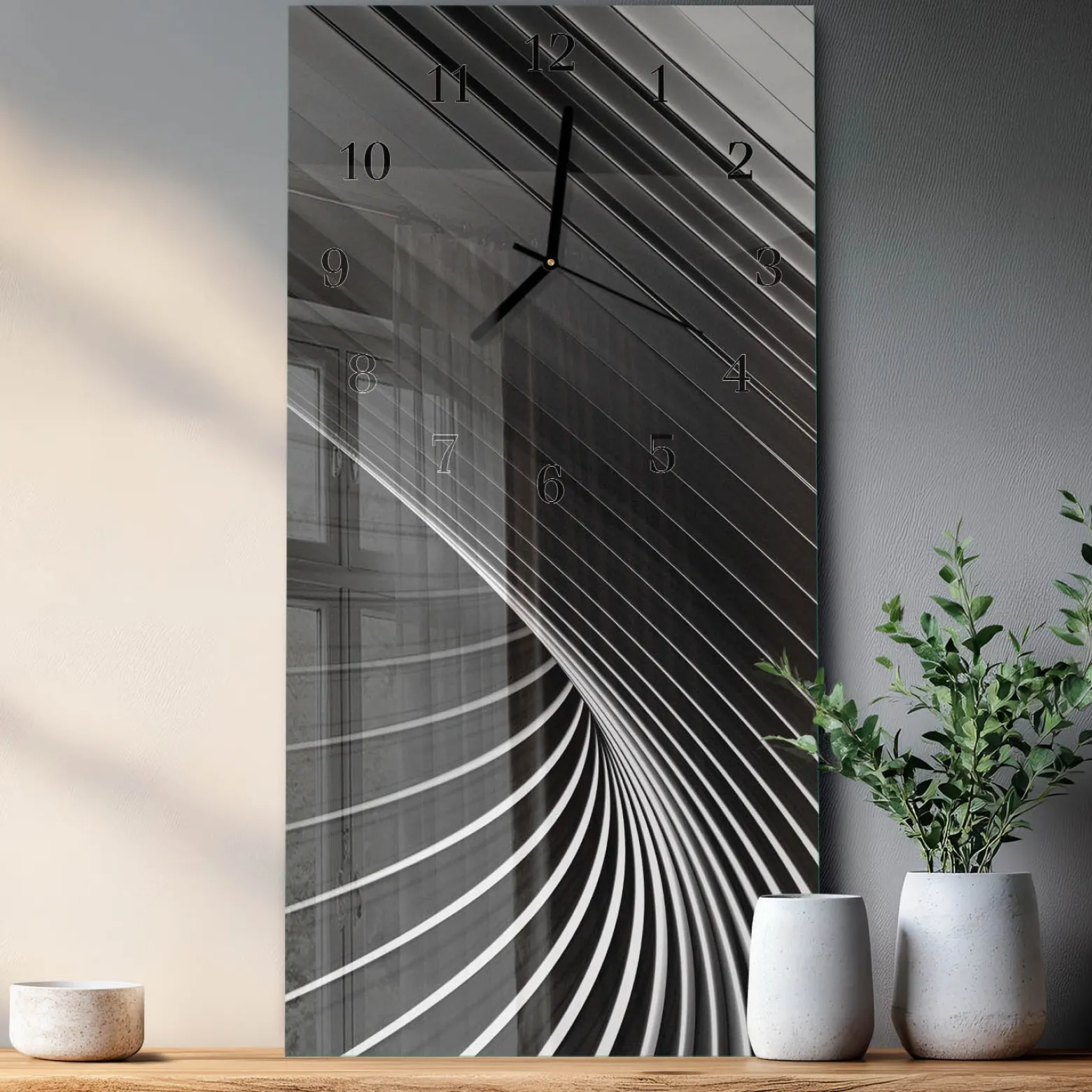 Stylowy zegar 30x60 Abstrakcja design na ścianę
