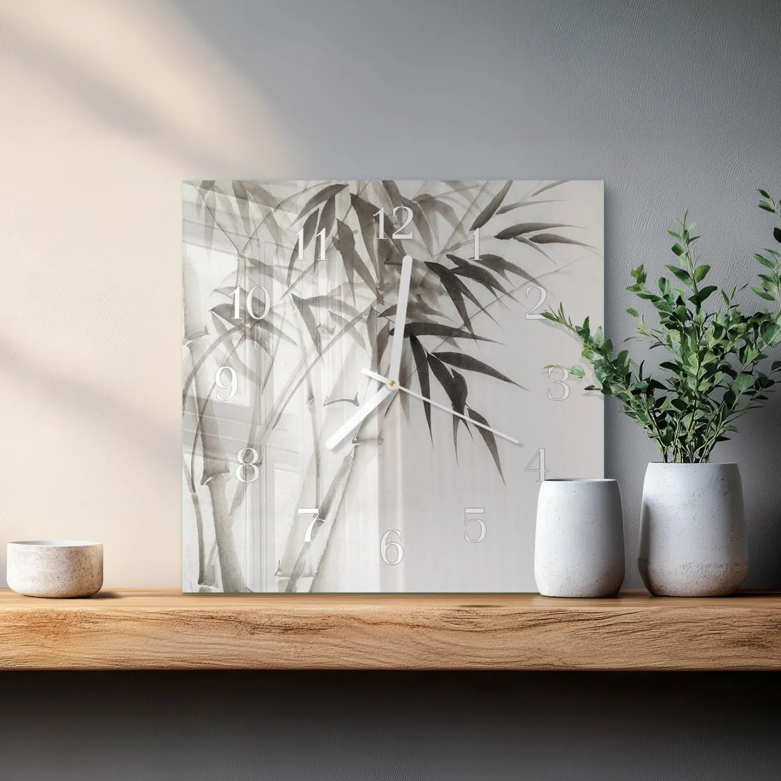 Stylowy zegar 30x30 Bambus design na ścianę