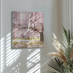 Stylowy zegar 30x30 Drzewa Wiśniowe zegar ścienny