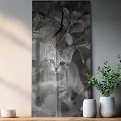 Stylowy zegar 30x60 Kot design na ścianę