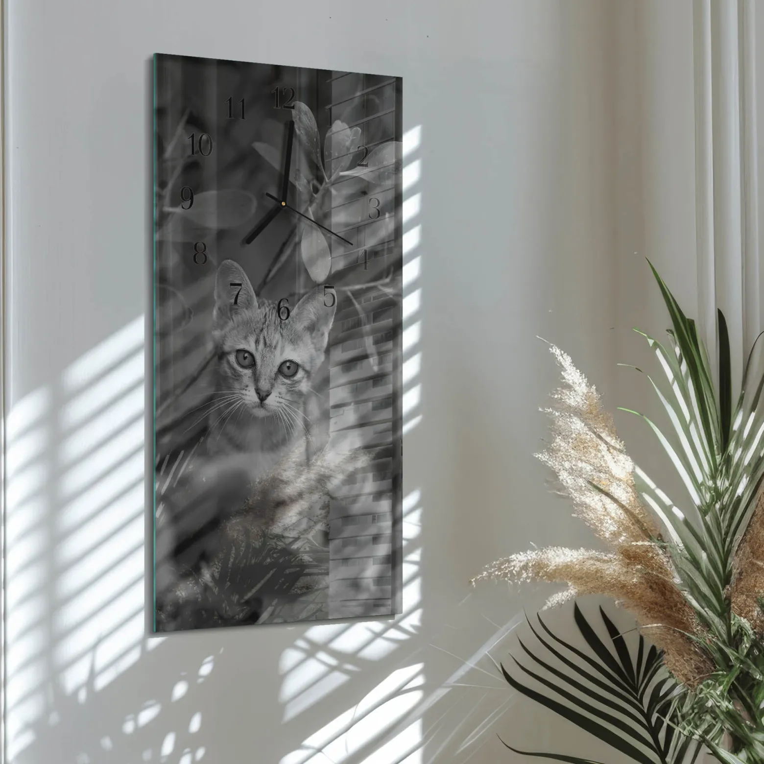 Stylowy zegar 30x60 Kot design na ścianę