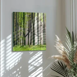 Stylowy zegar 30x30 Las zegar ścienny