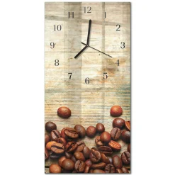 Stylowy zegar 30x60 Ziarna Kawy Drewno cichy mechanizm salon