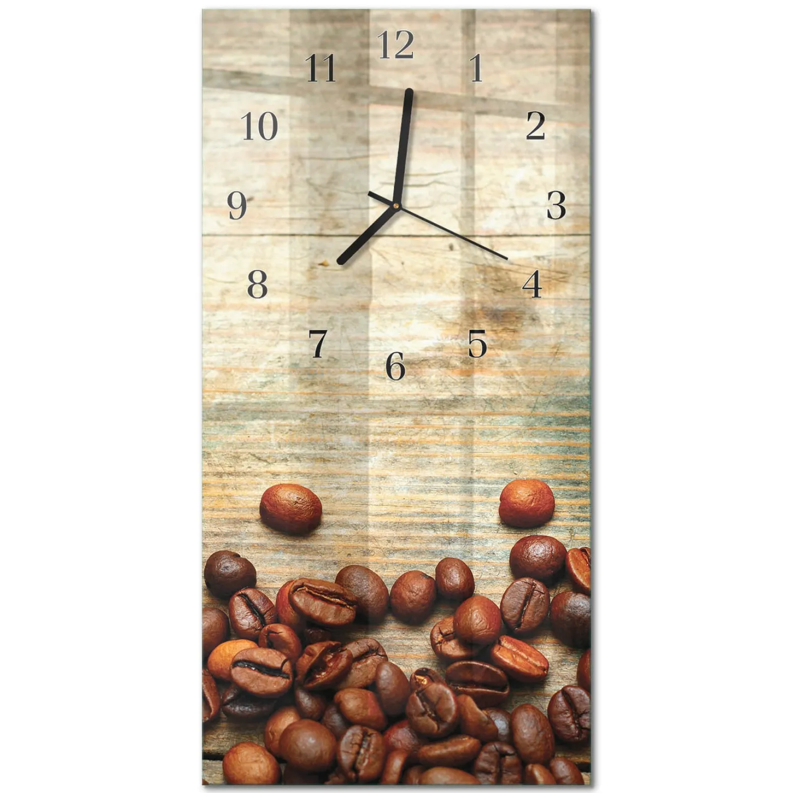 Stylowy zegar 30x60 Ziarna Kawy Drewno cichy mechanizm salon