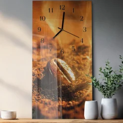 Stylowy zegar 30x60 Ziarno Kofeiny cichy mechanizm salon