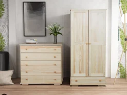 Szafa drewniana z drążkiem 80 MODERN, kolor sosnowy