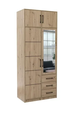 Szafa dwudrzwiowa z lustrem z nadstawką COSTARICA 2D dąb