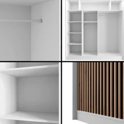 Szafa LED z drzwiami przesuwnymi i lamelami VILANv2 200 x 215 cm