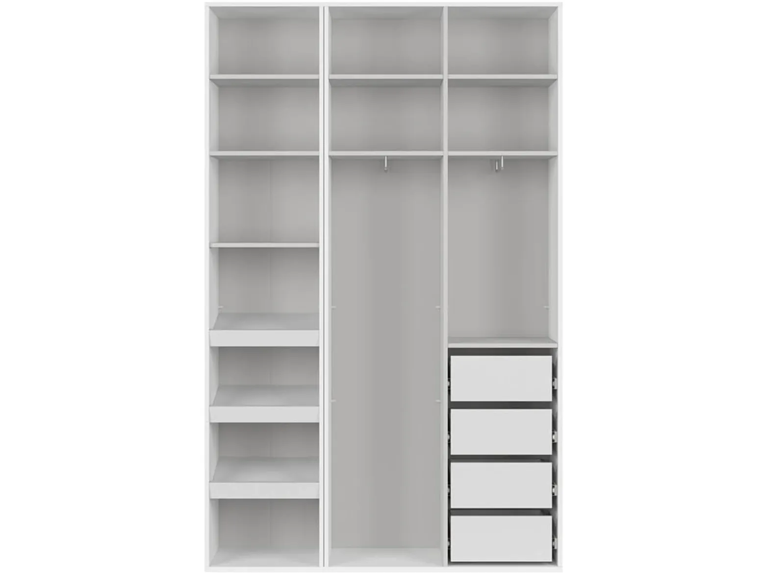 Szafa modułowa Flex 150 cm z drzwiami i lustrem biała