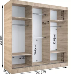 Szafa przesuwna 200 cm biały + antracyt - Zeeno