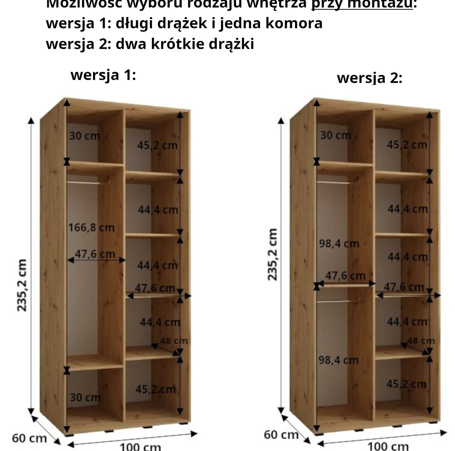 Szafa przesuwna 60 wysoka Davos 10 100 czarny+biały+czarny