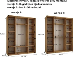 Szafa przesuwna 45 wysoka Davos 3 200 czarny+artisan+czarny