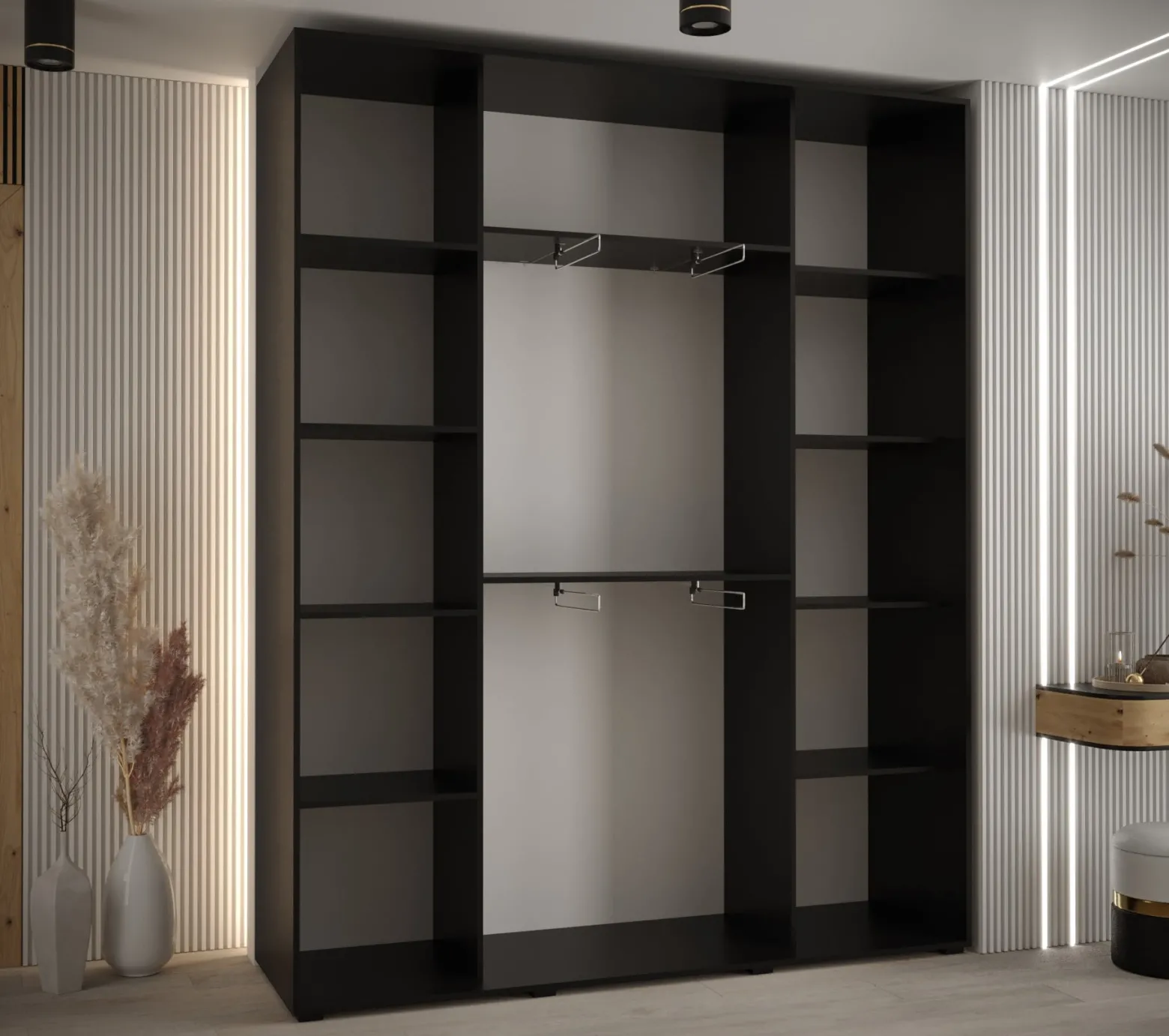 Szafa przesuwna 45 wysoka Davos 3 200 czarny+artisan+czarny