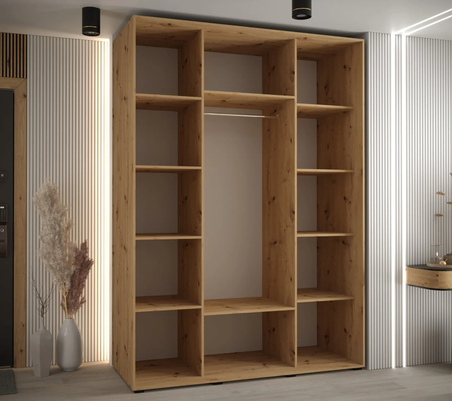 Szafa przesuwna 60 wysoka Davos 5 180 artisan+czarny+srebrny