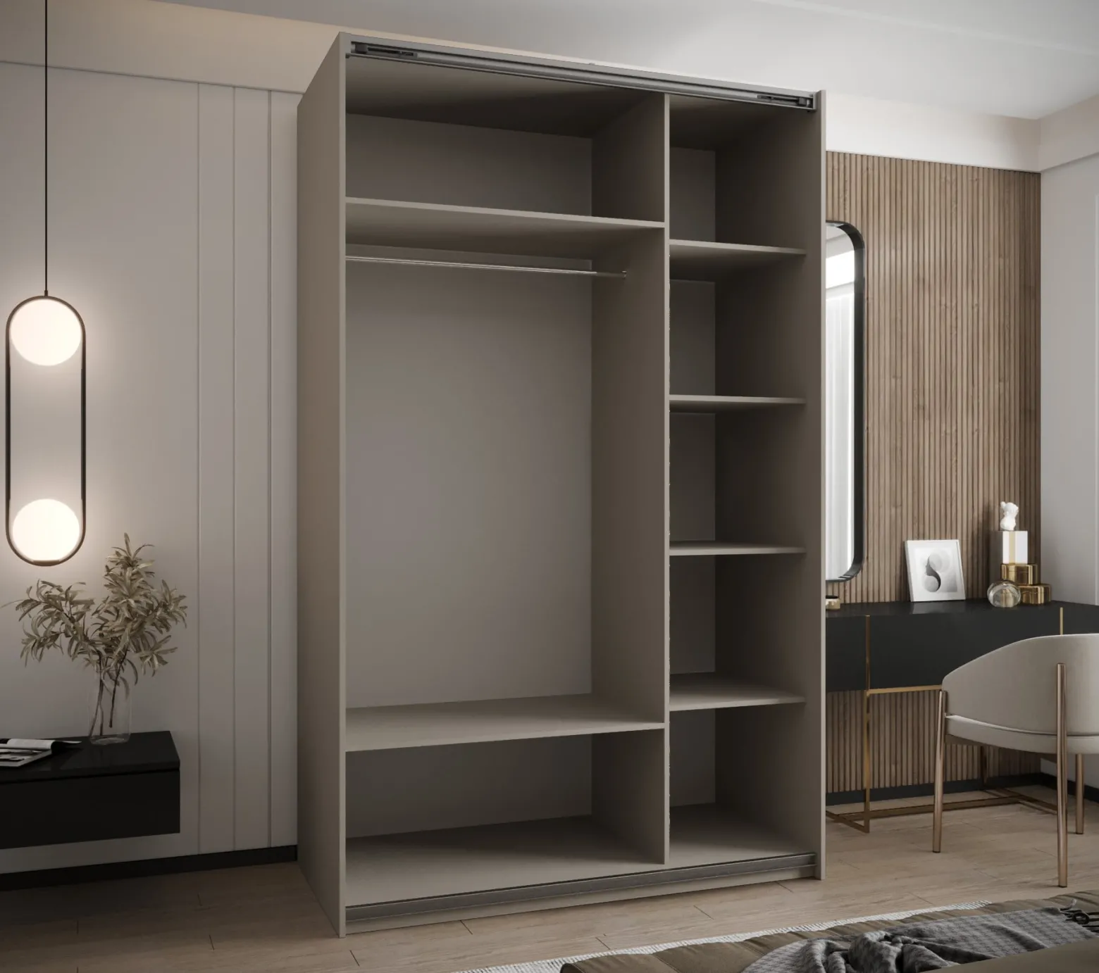 Szafa przesuwna 64 wysoka Lux 2 150 kaszmir+kaszmir+srebrny