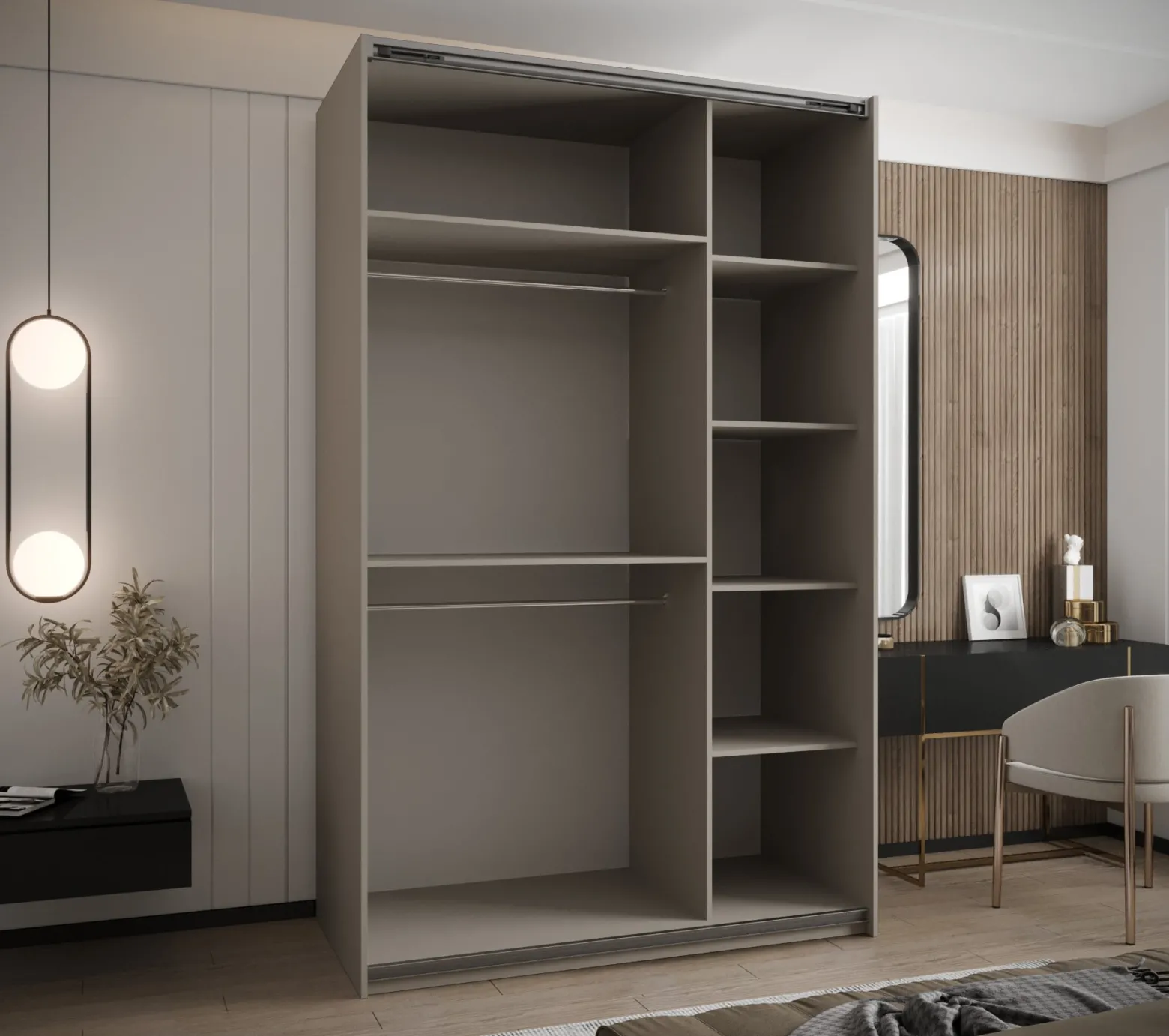 Szafa przesuwna 64 wysoka Lux 2 150 kaszmir+kaszmir+srebrny