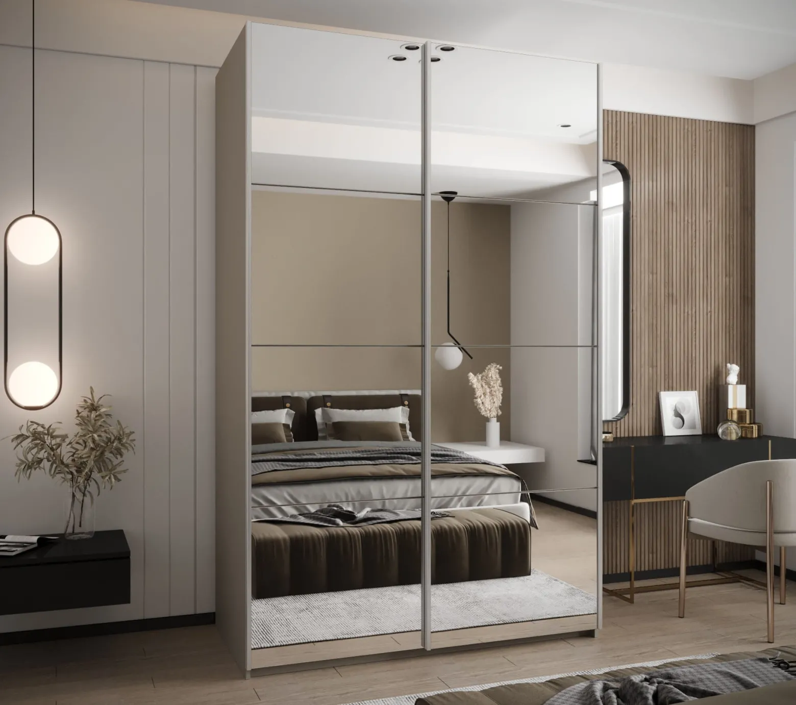 Szafa przesuwna 64 wysoka Lux 2 150 kaszmir+kaszmir+srebrny