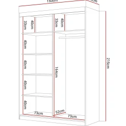 Szafa przesuwna CAMARO II PLUS z lustrem 150 cm biały mat