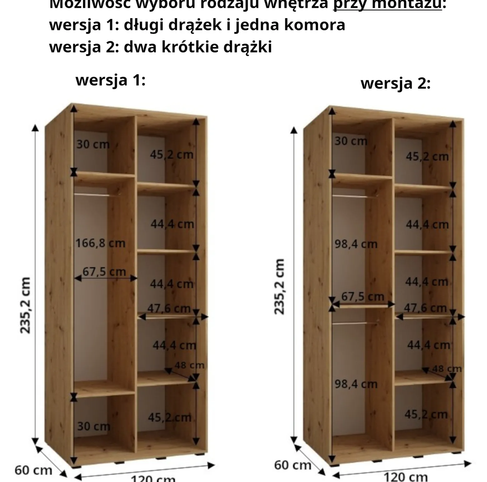 Szafa przesuwna Garderoba LANKO 1 120 gł. 60 biały/artisan