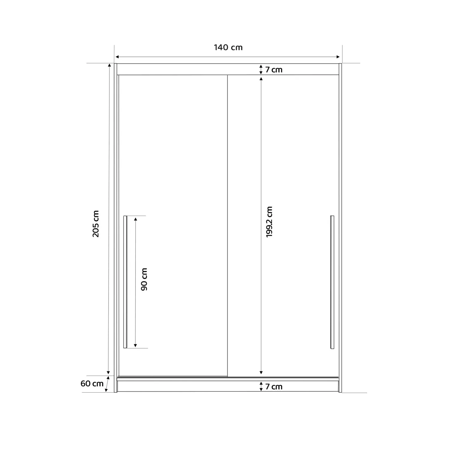 Szafa przesuwna SILENTE 140cm z półkami i drążkiem