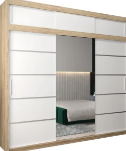 Szafa przesuwna Verona 2 250 sonoma + biały z nadstawką