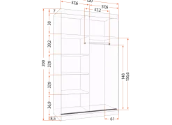 Szafa przesuwna z lustrem NEOMI 05 120 cm Czarny mat/Biały mat