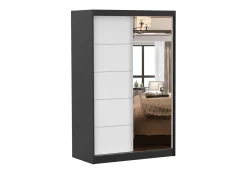 Szafa przesuwna z lustrem NEOMI 05 120 cm Czarny mat/Biały mat