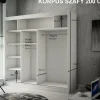 Szafa z lamelami i lustrem 200 cm - biała + lam. craft złoty