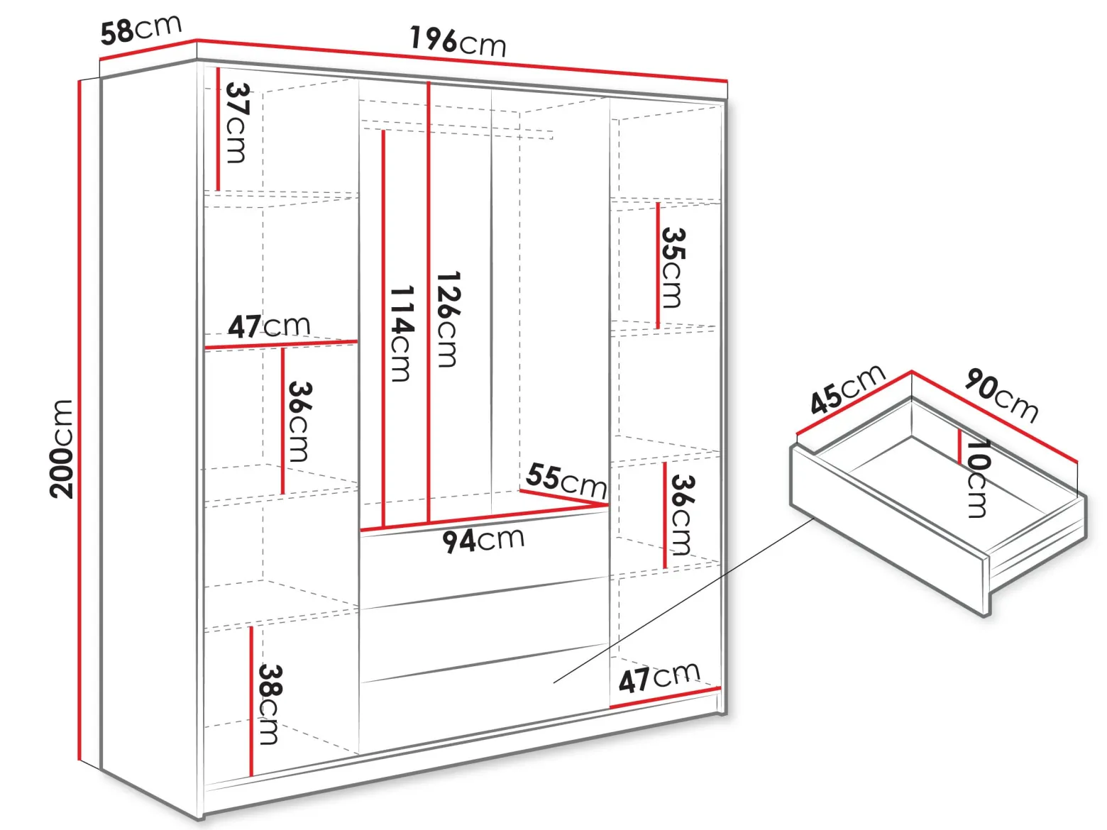 Szafa Bali Lux 4D z nadstawką