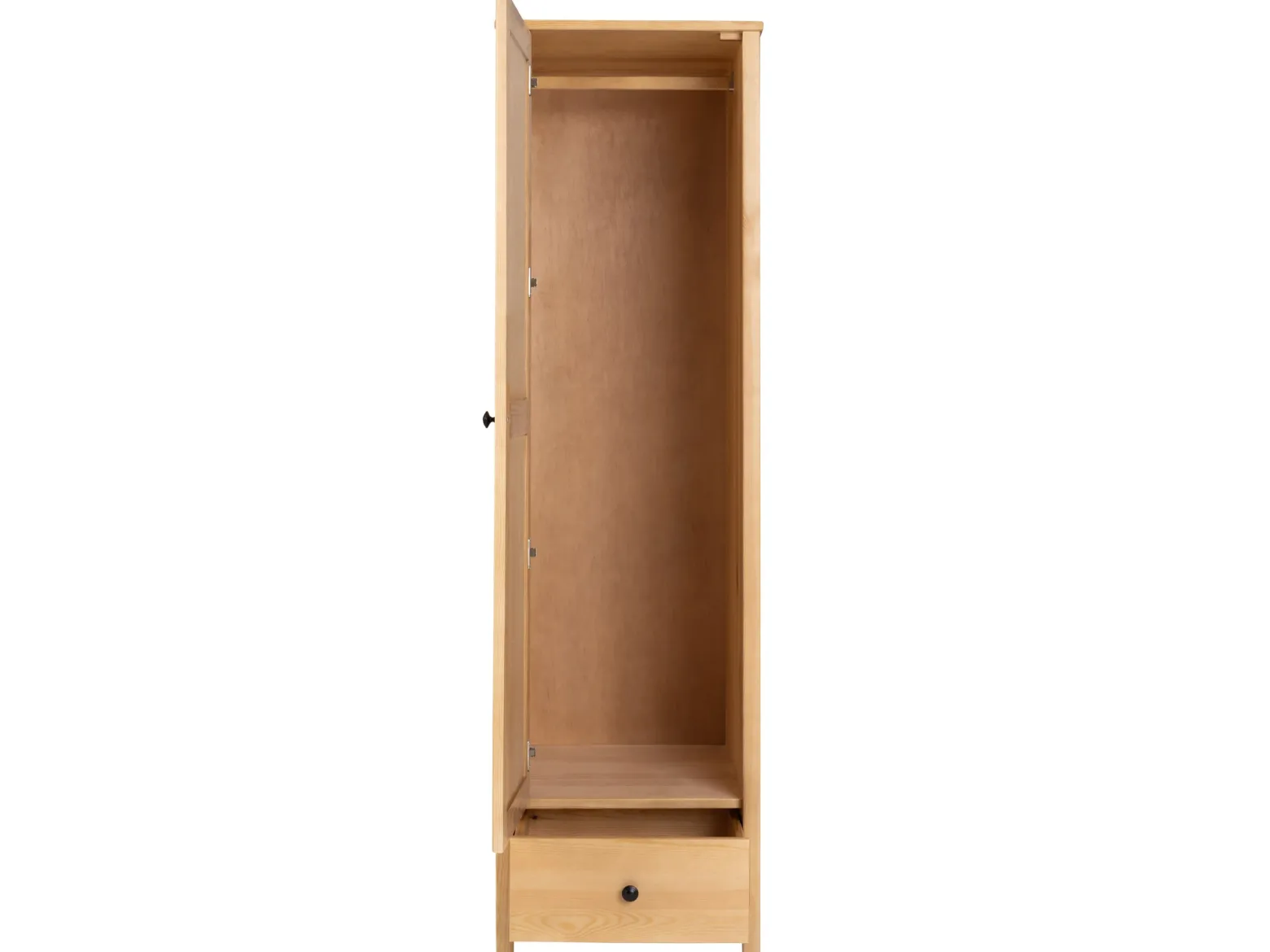 Szafa 50 cm słupek drewniana z drążkiem, Prestige, drzwi L, kolor dębowy
