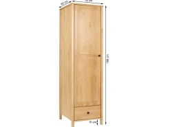 Szafa 50 cm słupek drewniana z drążkiem, Prestige, drzwi L, kolor dębowy