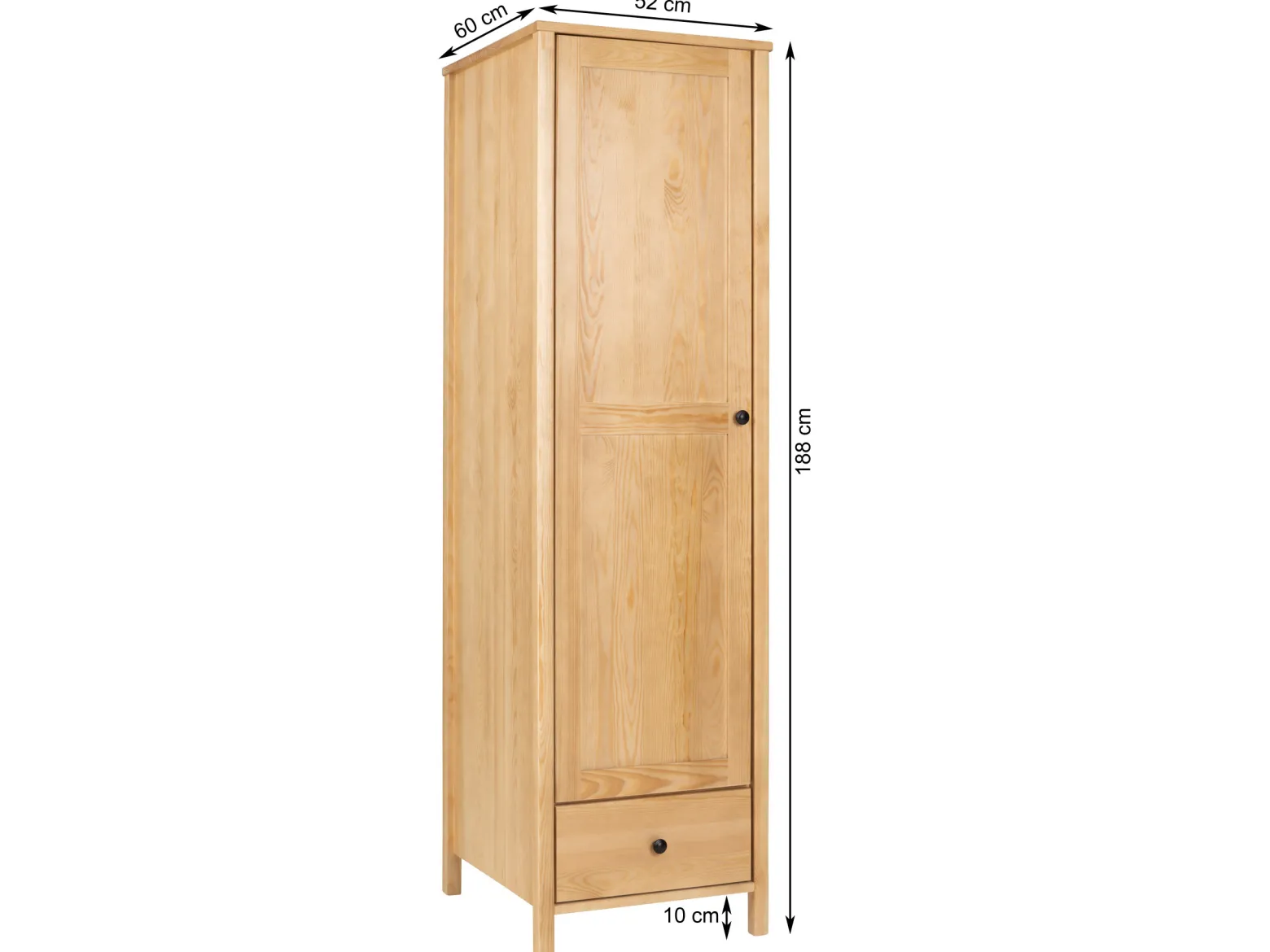 Szafa 50 cm słupek drewniana z drążkiem, Prestige, drzwi L, kolor dębowy
