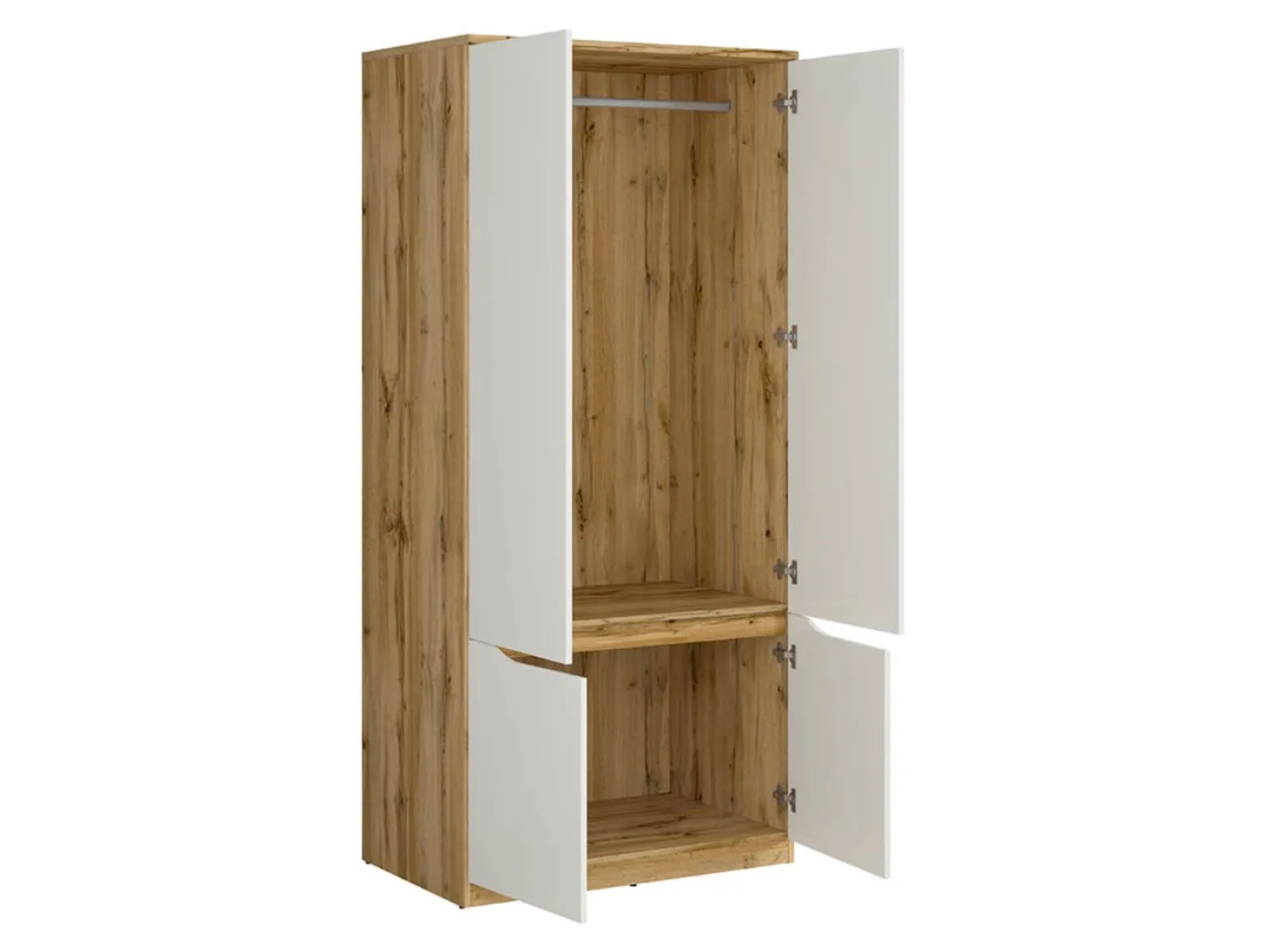 Szafa czterodrzwiowa Nuis 90 cm dąb wotan/biały połysk
