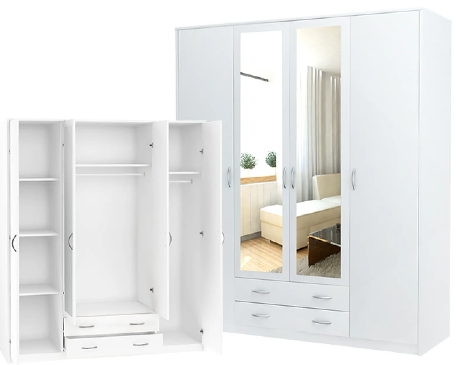 Szafa Czterodrzwiowa SZ08 Biały 55x168x193 Bestseller