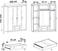 Szafa Czterodrzwiowa SZ08 Biały 55x168x193 Bestseller